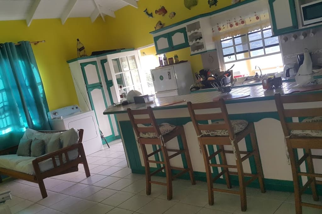 Living room and kitchen area