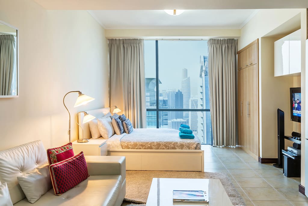 This spacious studio has enough space to comfortably sleep to two people