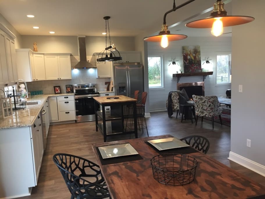 Dining room over looking kitchen and living room.