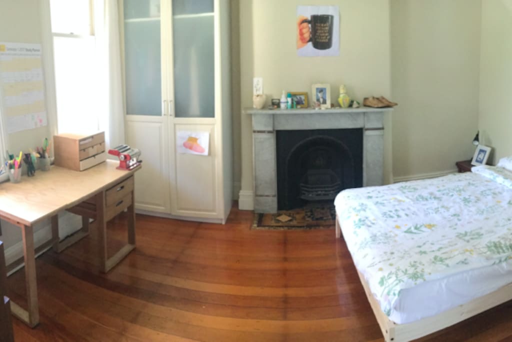 Bedroom and desk space