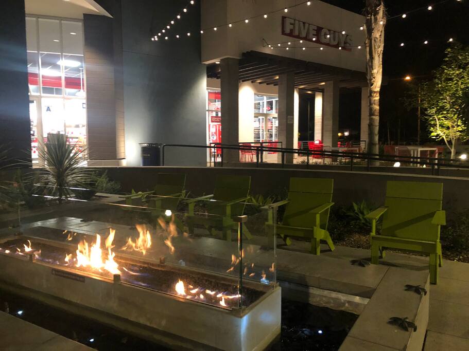 Chill spot at the local restaurants across the street