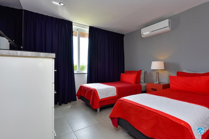 This is the bedroom downstairs next to the living area