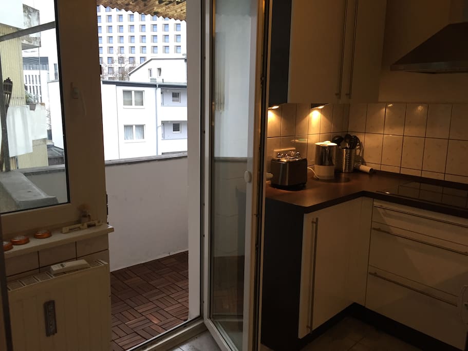 The balcony next to the kitchen