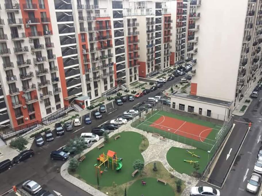 This is the view from the 10th floor to m2 complex, inner stadiums, parks and playgrounds