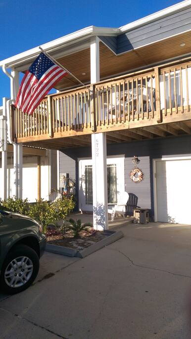 Parking right outside your door. Garage for storing beach gear or bikes.