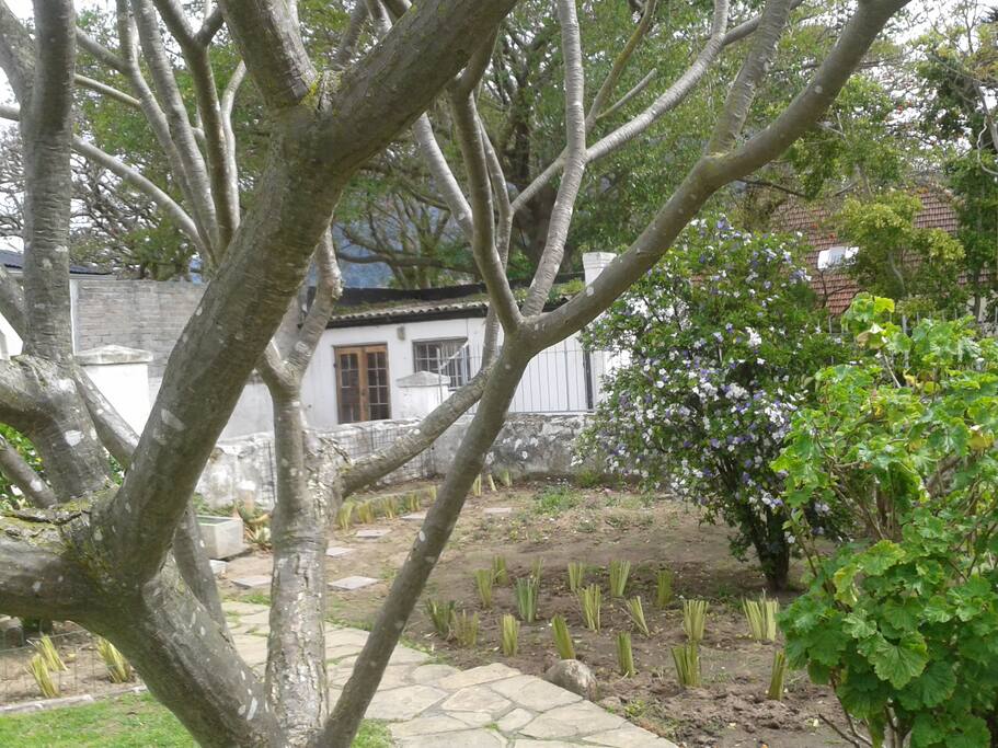 View of the old carriage house from the garden.