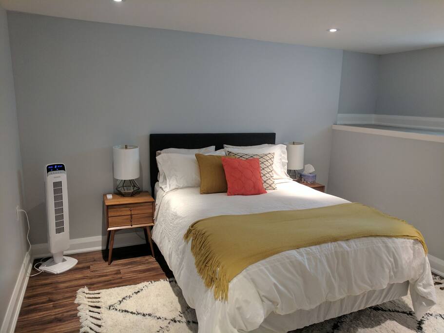 Natural light in bedroom (window is fogged for privacy).