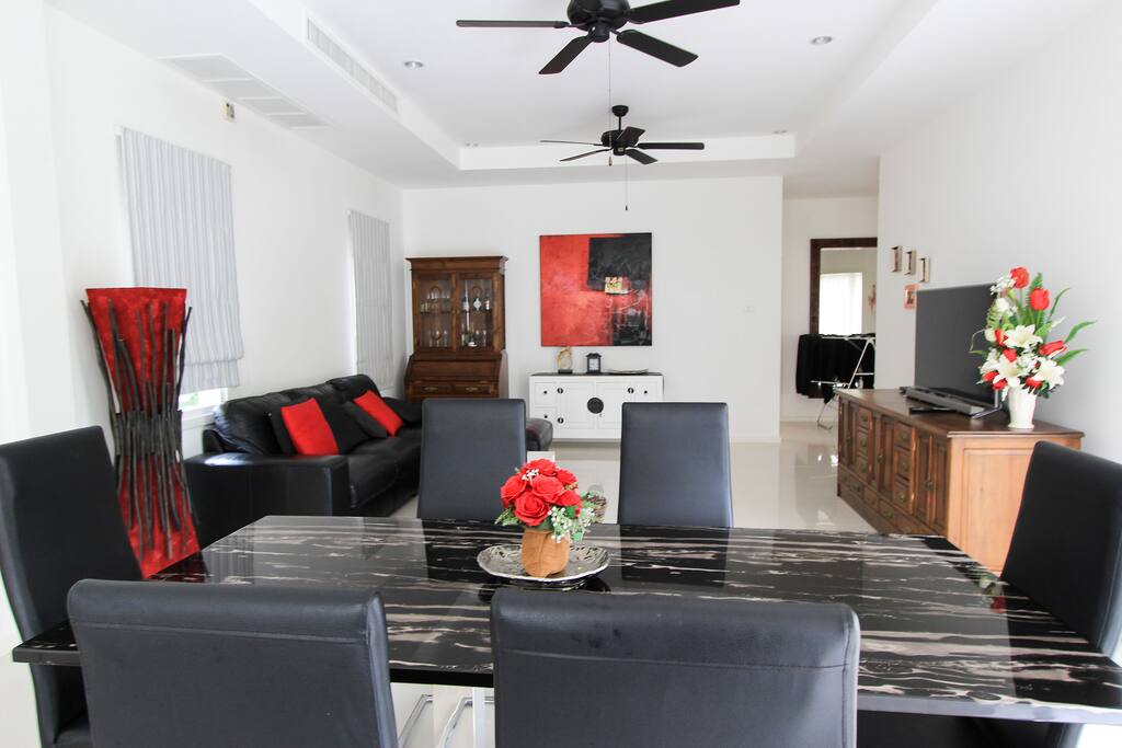 living room and dining room