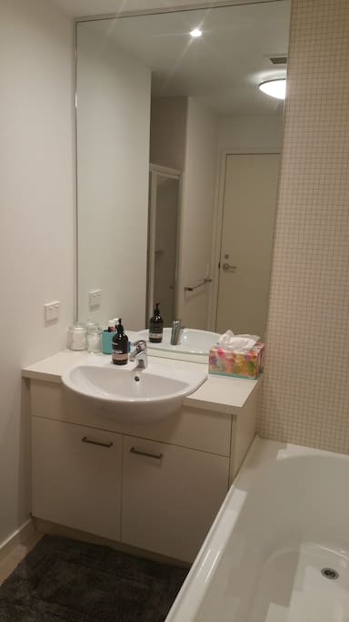 Your private bathroom with bath, powerful shower and toilet
