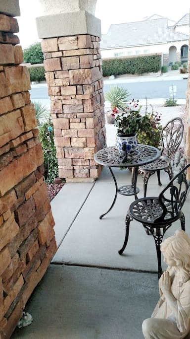 This is front entrance patio set is a great place to enjoy your morning coffee or sunset.