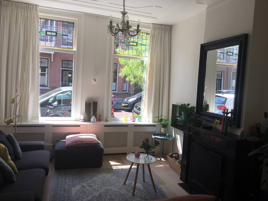 Living room front with fireplace