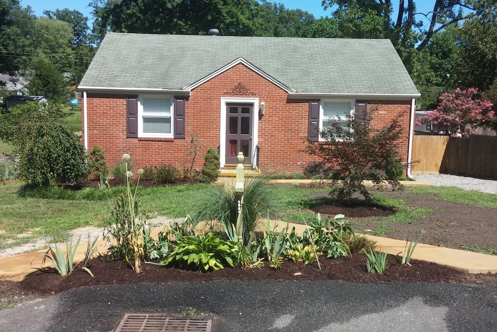 Flower beds and new clean sidewalk