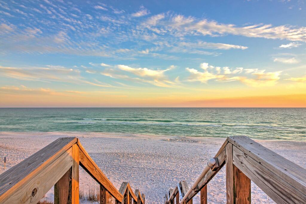 Enjoy spending days in the sun on the private beach just outside the back door.