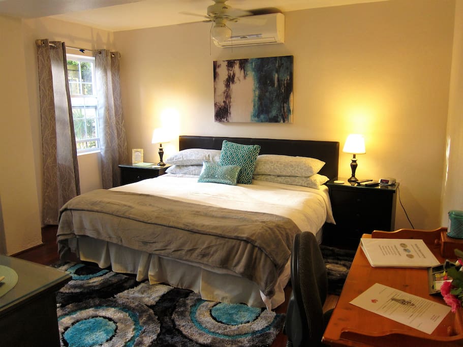 Fully Air conditioned Guest Room with wi-fi, wood floors, king bed