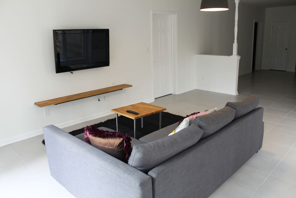 Sofa bed/Convertible couch turns into a full size bed. included bed sheet/linens and duvet in the couch.