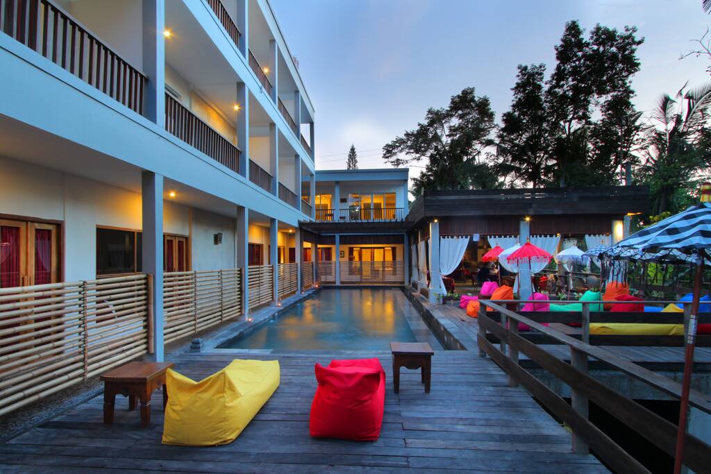 swimming pool evening time