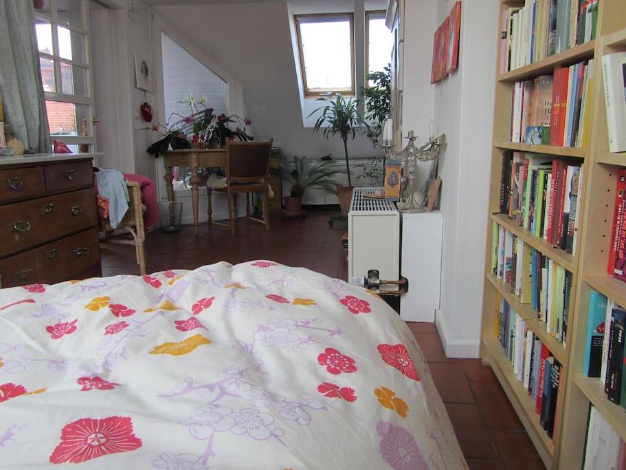 Schlafzimmer im 5. OG mit Dachschrägen und 4 grossen Dachfenstern