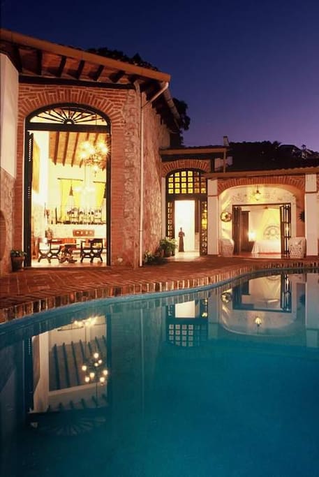 view from the pool at night