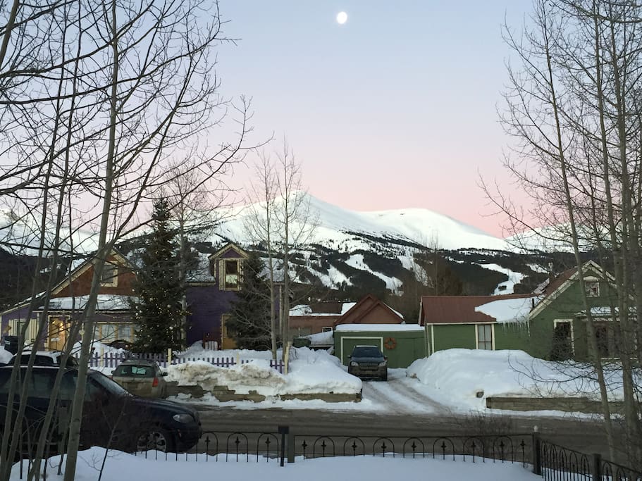 View of the ski resort looking out from the front door (upstairs bedroom shares same view)