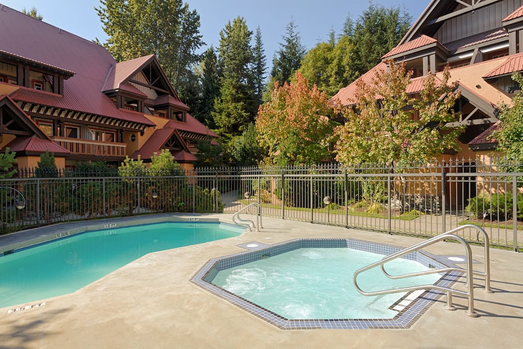 ...and come home to your Hot Tub and Heated Pool! Extremely well maintained and a great place to make new friends and socialize or relax after a busy day of activities.