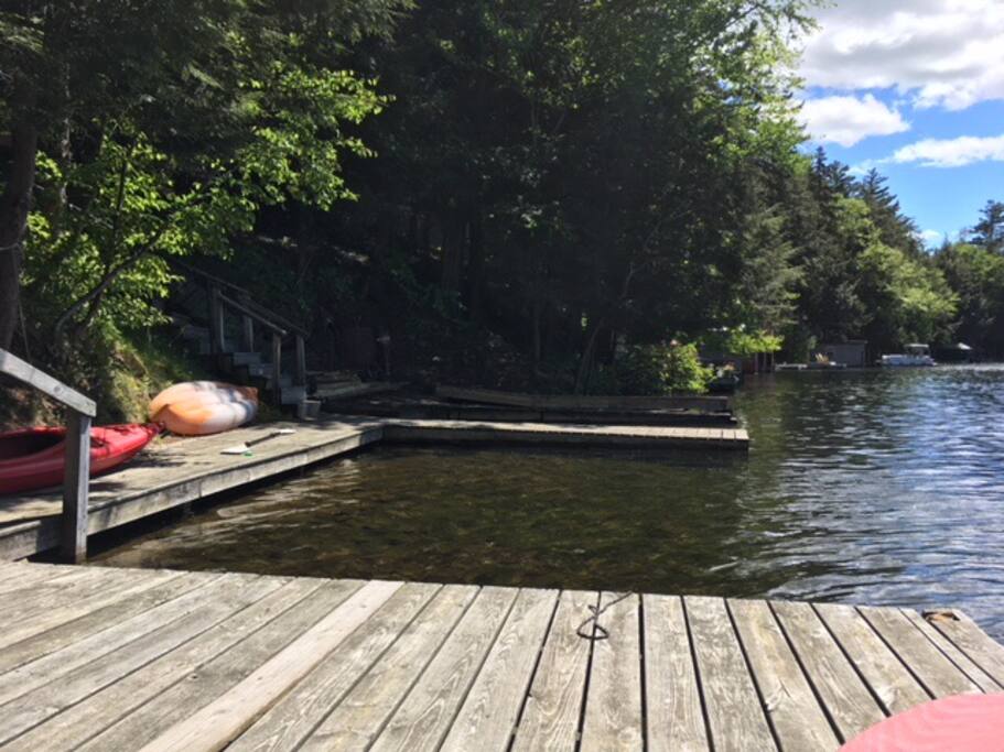 docks with swimming area. Walk out into the lake or dive off of the docks