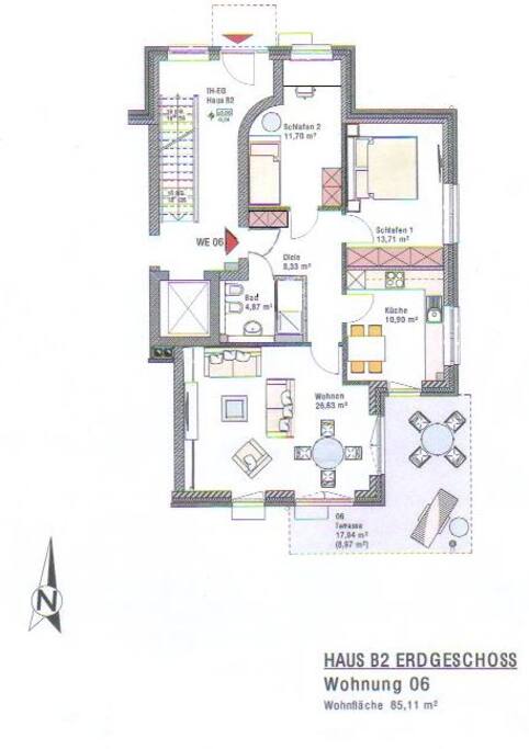 Grundriss der 3-Zimmer-Wohnung