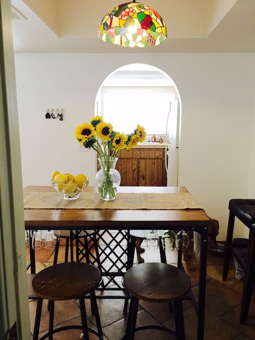 Dining and kitchen entrance.