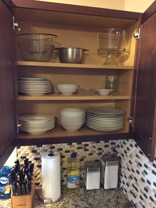 Cabinets stocked with everything you need to cook