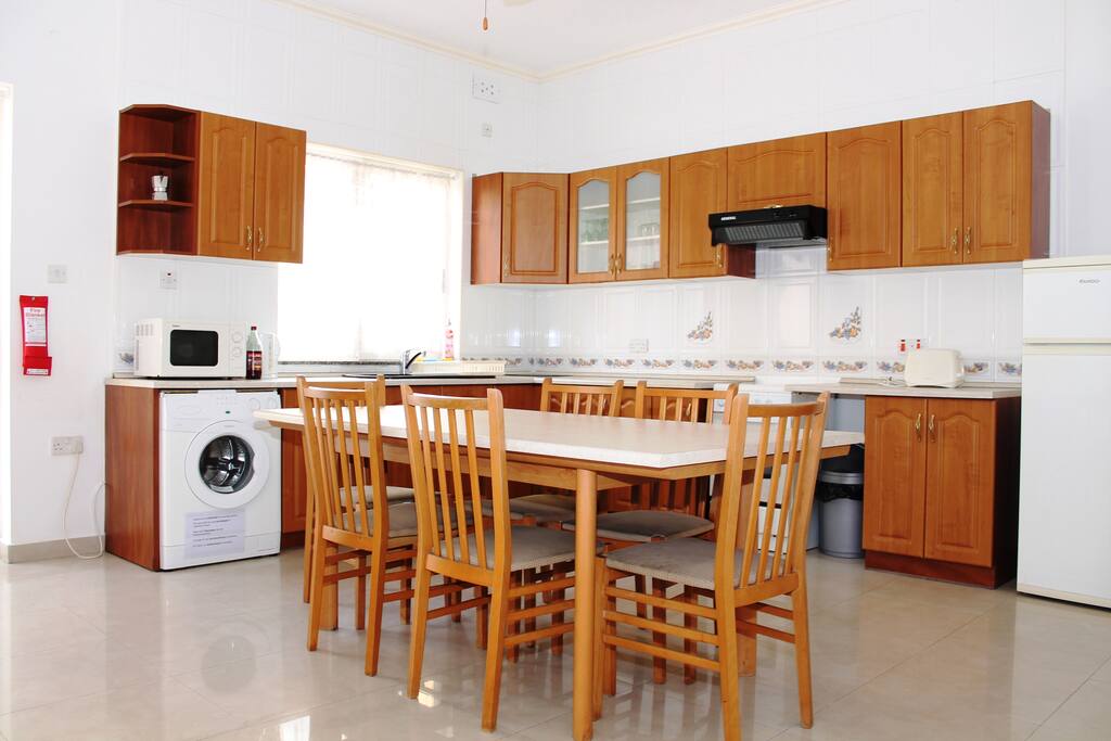 Huge kitchen and dining area