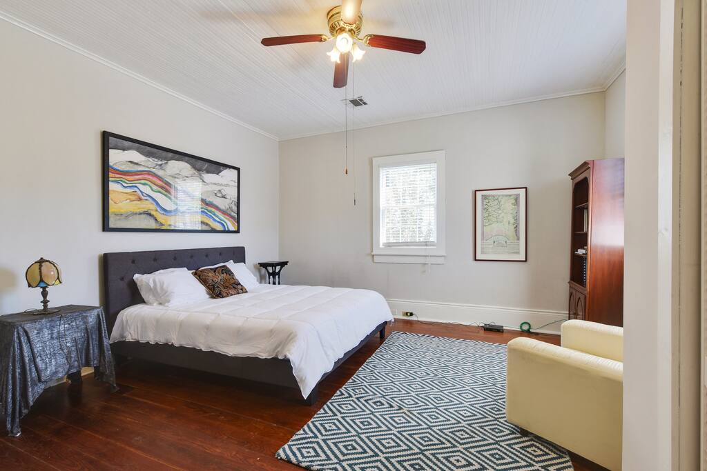 Master bedroom is completely private and very spacious with a king sized bed.
