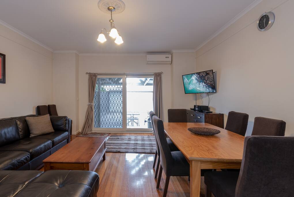 Open plan lounge room with dining area