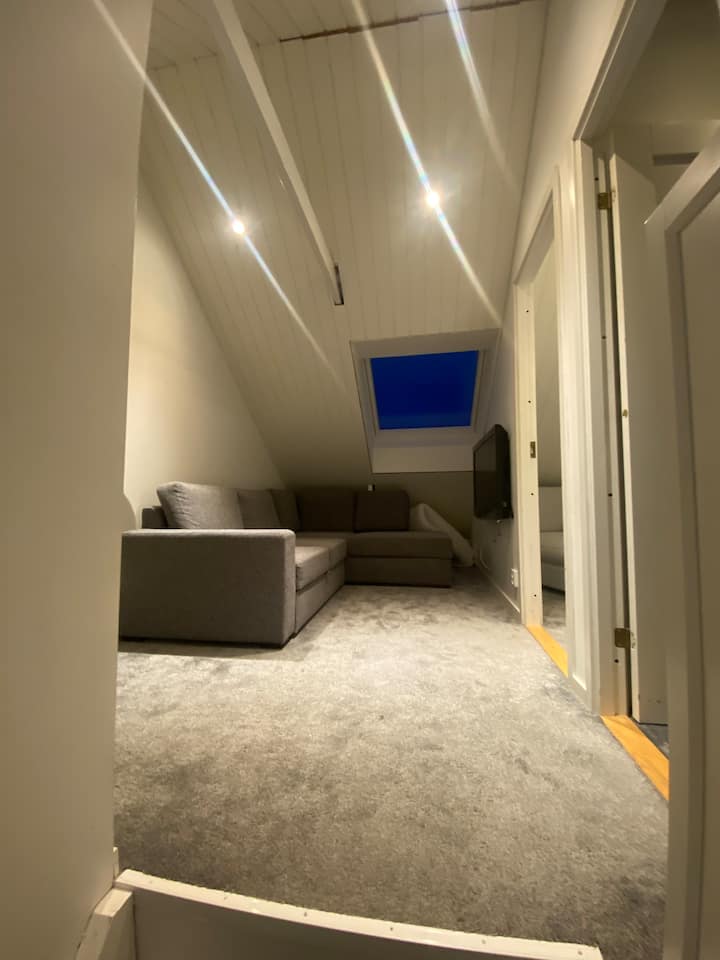 楼上的起居室配备沙发床和床垫。 
无法关闭。有遮光帘 