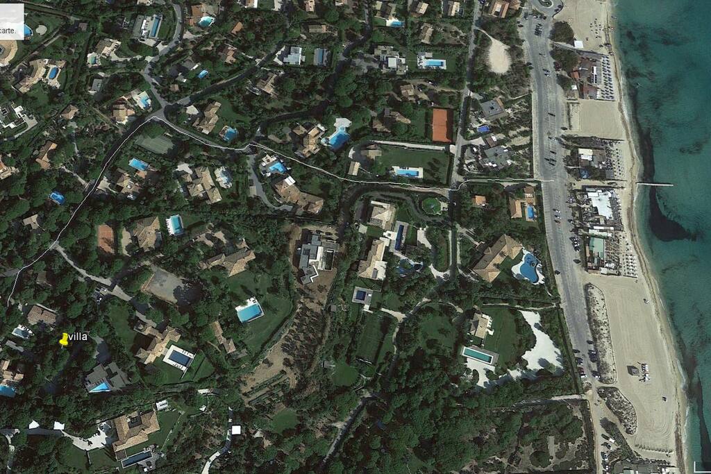 vue sat et trajet à pied plage