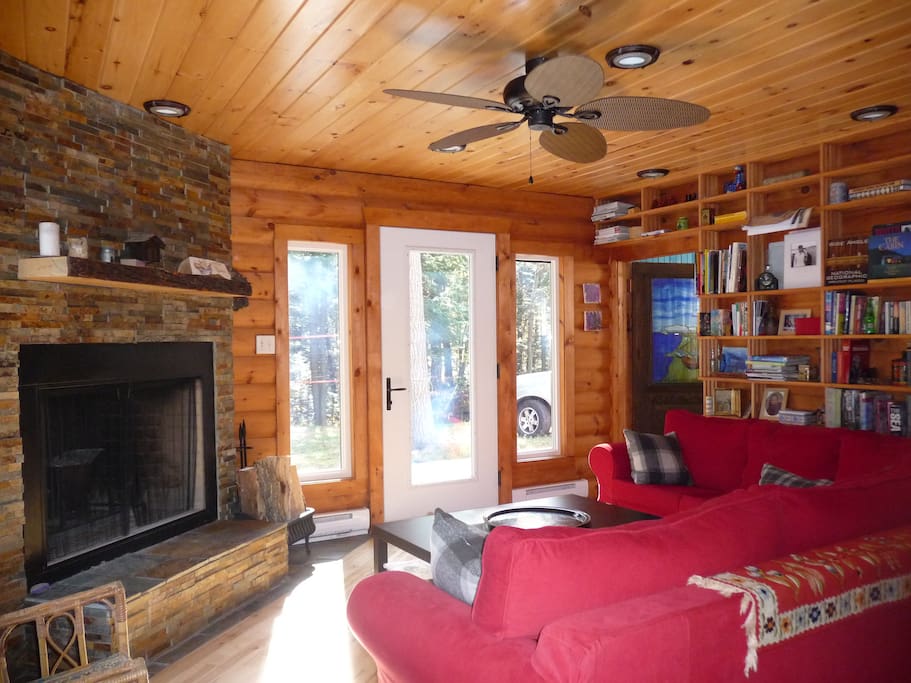 Living Room with Lodge Style Fireplace