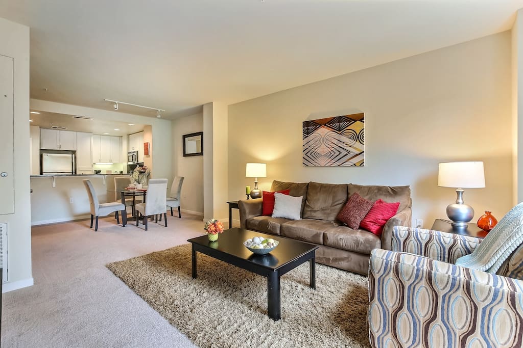 Living room and dining area