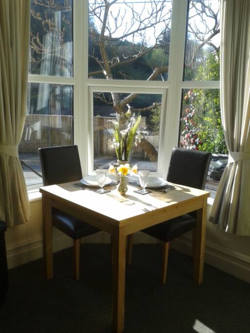 Dining area with pleasant rural views