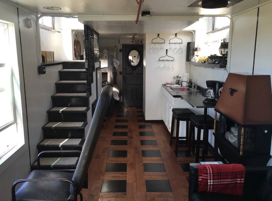Completely restored train car caboose.