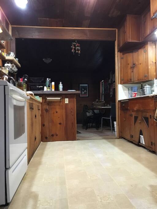 We have a big kitchen for all your culinary needs. It's a electric stove, just a heads up. :)