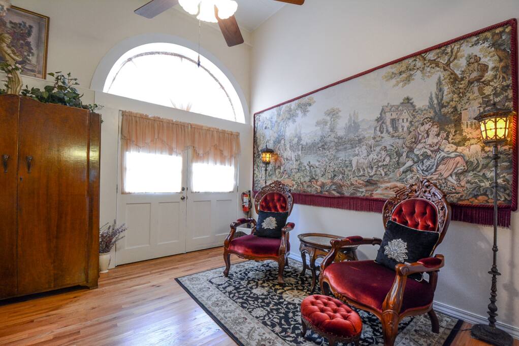 Antique Tapestry and chairs