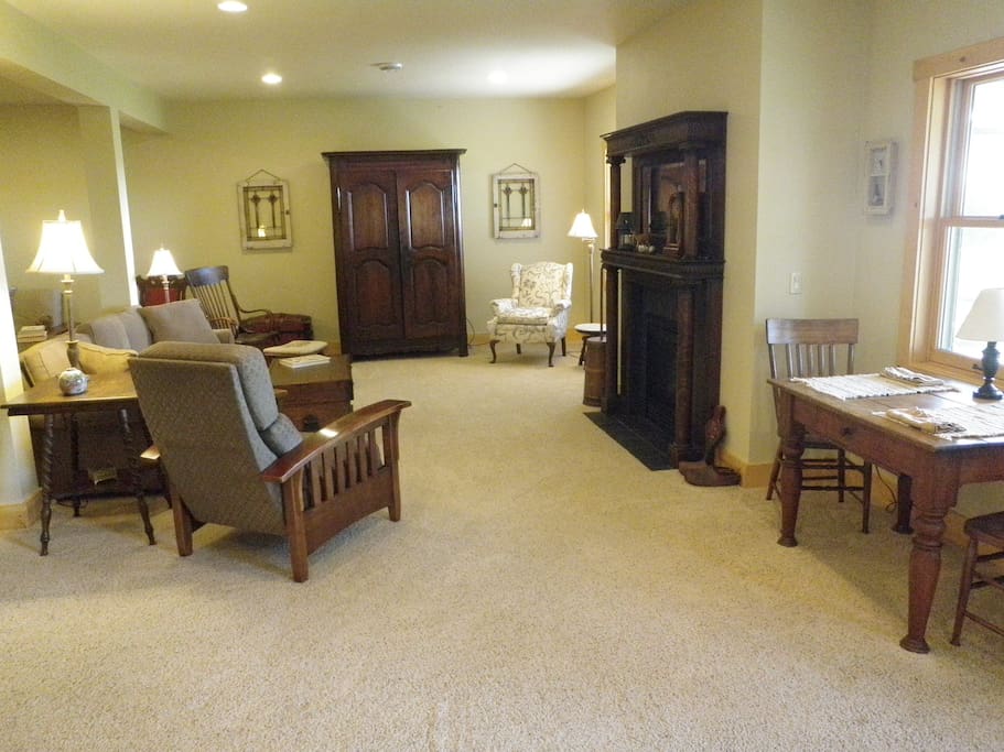 Large living area with TV in Armoire