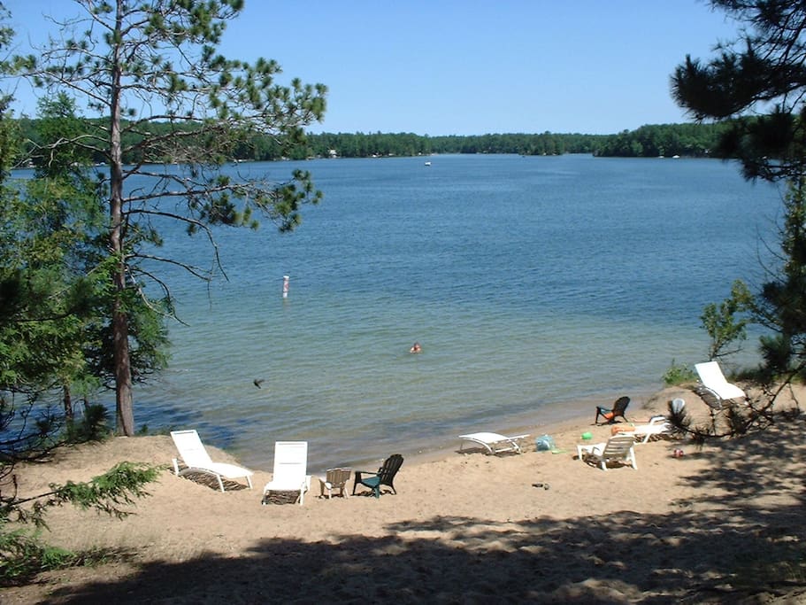 This is the point of our private peninsula - Sandy Beach overlooking a large section of Spider Lake