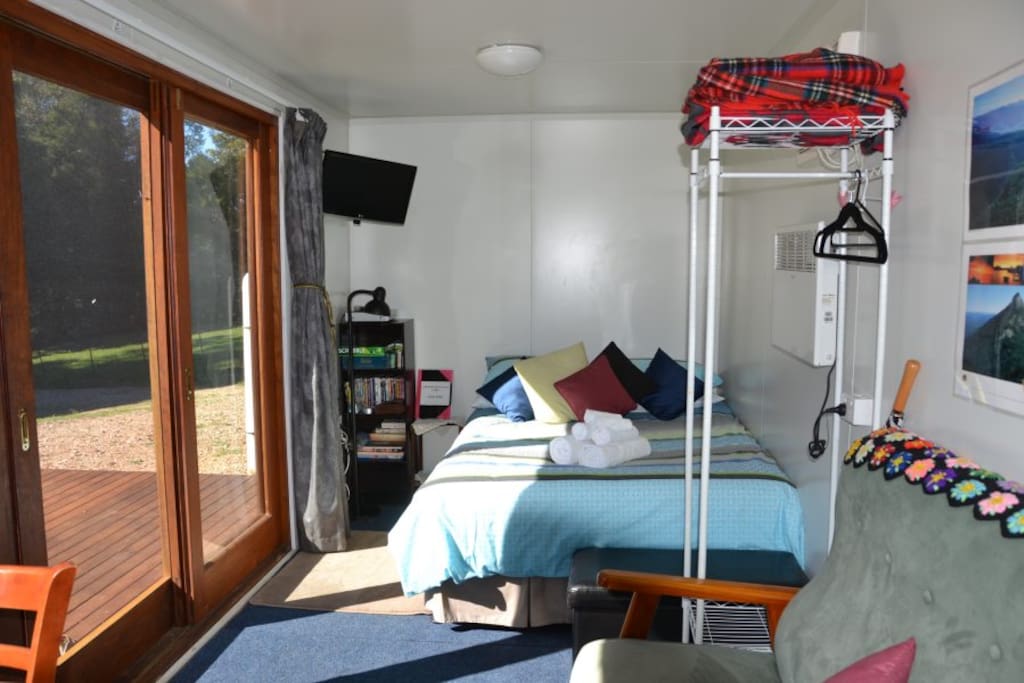 Looking towards the bedroom end of the cabin.
