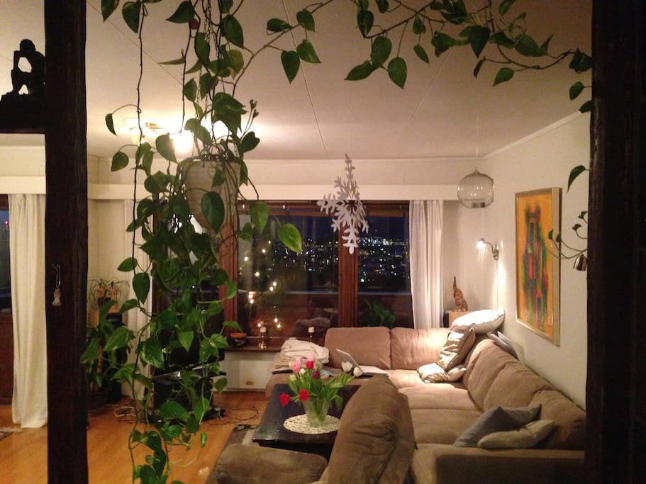 Living room with view to Narvik and the sea