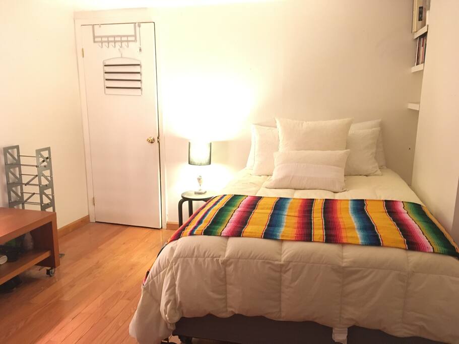 Queen size bed, oversized down comforter, and plenty of down filled pillows.