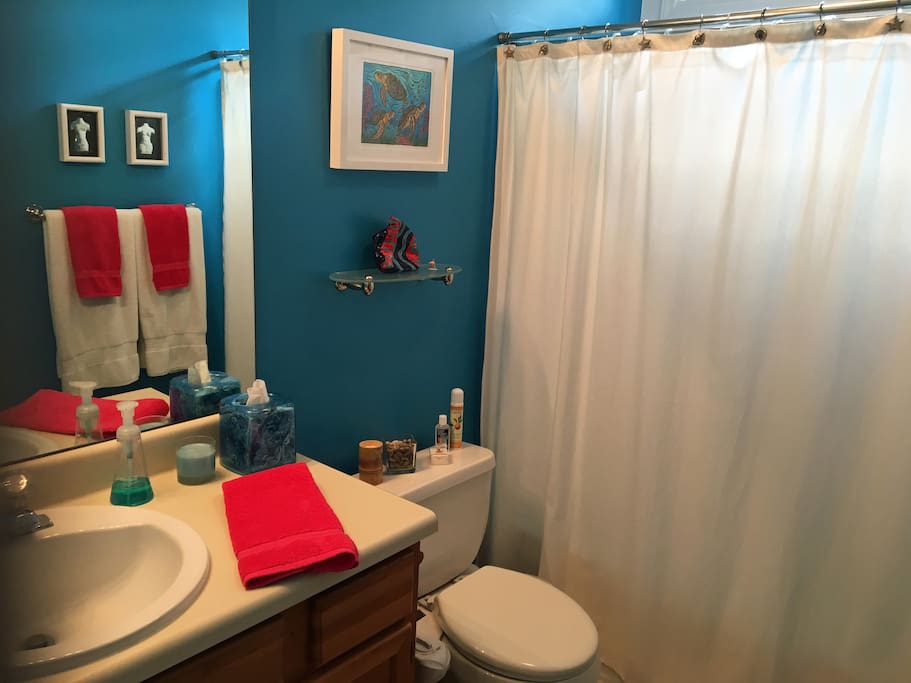 Private full bath directly across the hall from guest bedroom