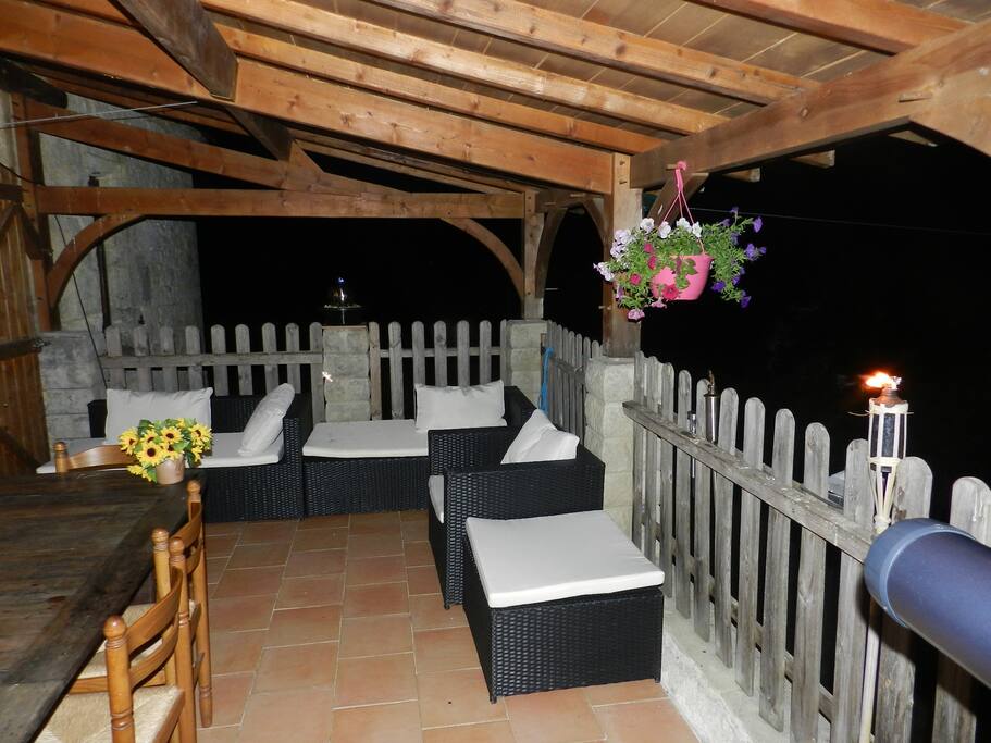 Balcony dining area bbq