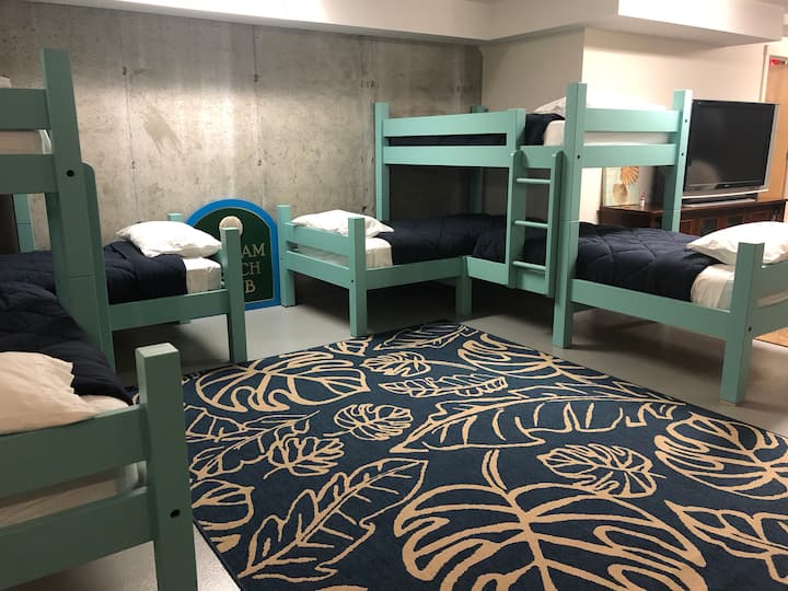 Six twin beds made by Maine Bunk Beds and mattresses from Portland Mattress Makers. 