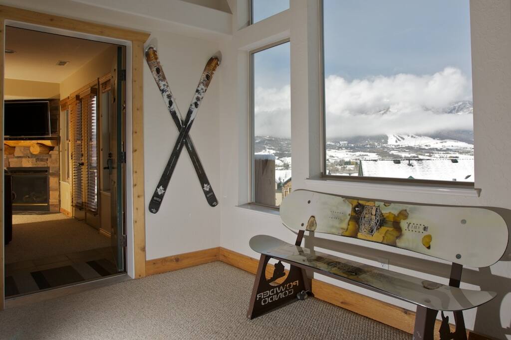 Condo Entry - with Snowboard bench and killer views
