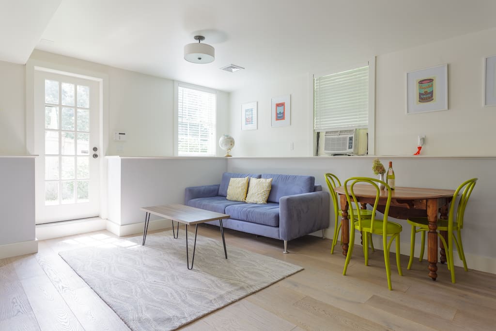 Open layout with wide pine floors and lots of light!