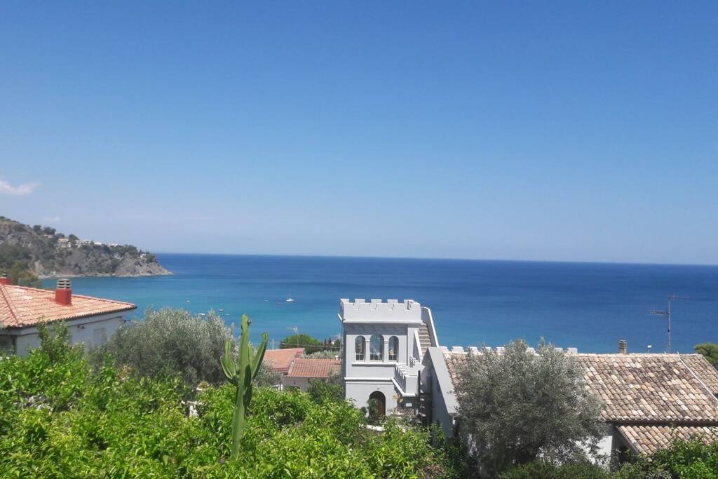 amazing view from the balcony of the living room, with table where you can eat